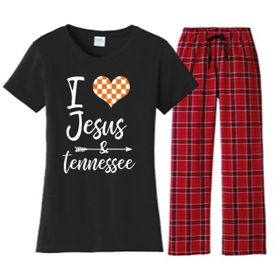 I Love Jesus And Tennessee Orange Women's Flannel Pajama Set