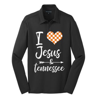 I Love Jesus And Tennessee Orange Silk Touch Performance Long Sleeve Polo