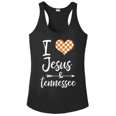 I Love Jesus And Tennessee Orange Ladies PosiCharge Competitor Racerback Tank