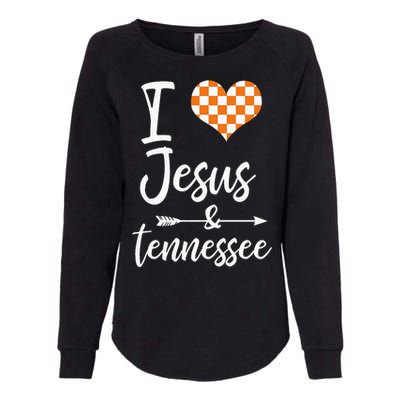 I Love Jesus And Tennessee Orange Womens California Wash Sweatshirt