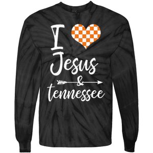 I Love Jesus And Tennessee Orange Tie-Dye Long Sleeve Shirt