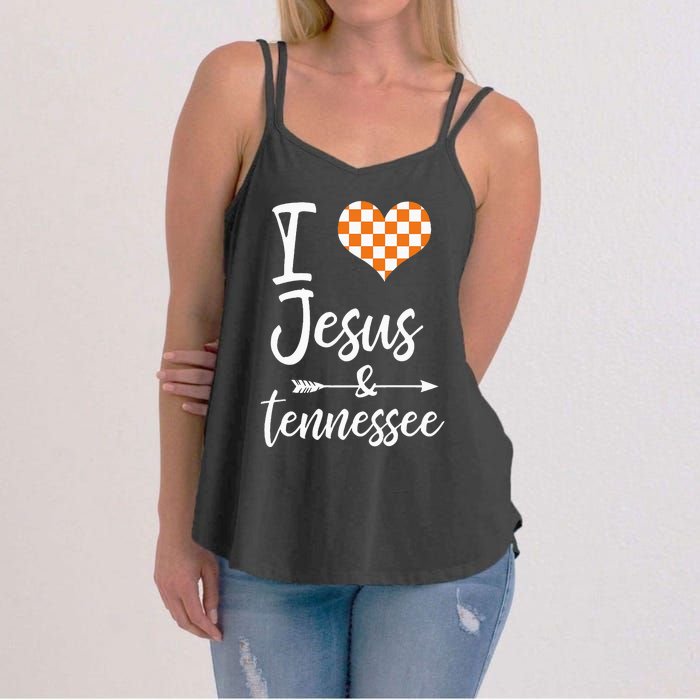 I Love Jesus And Tennessee Orange Women's Strappy Tank