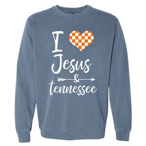 I Love Jesus And Tennessee Orange Garment-Dyed Sweatshirt