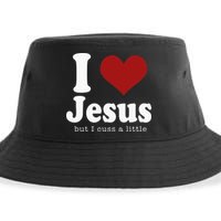 I Love Jesus But I Cuss A Little Funny Christian Sustainable Bucket Hat