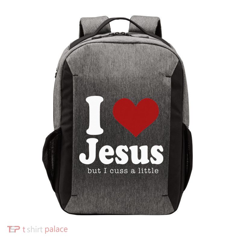 I Love Jesus But I Cuss A Little Funny Christian Vector Backpack