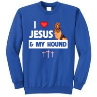 I Love Jesus And My Bloodhound Hunting Dog Mom Dad Christian Gift Tall Sweatshirt