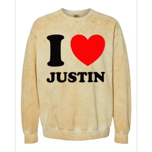 I Love Justin Colorblast Crewneck Sweatshirt