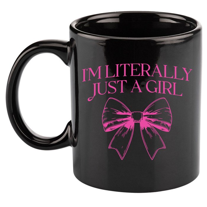 IM Literally Just A Girl Coquette Bow 11oz C Handle Ceramic Mug