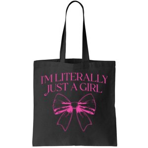 IM Literally Just A Girl Coquette Bow Tote Bag