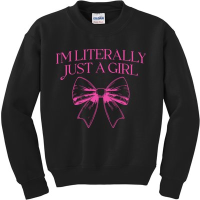 IM Literally Just A Girl Coquette Bow Kids Sweatshirt