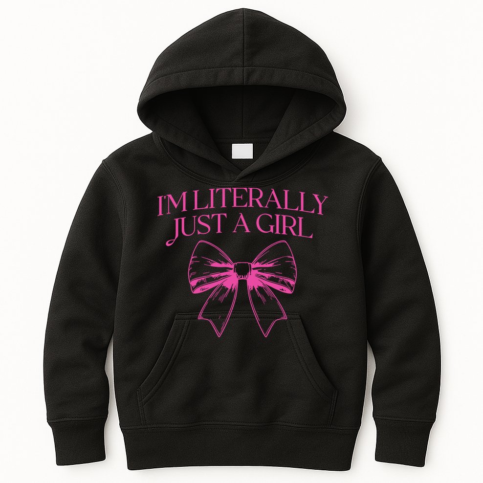 IM Literally Just A Girl Coquette Bow Kids Hoodie