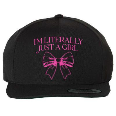 IM Literally Just A Girl Coquette Bow Wool Snapback Cap