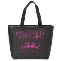 IM Literally Just A Girl Coquette Bow Zip Tote Bag