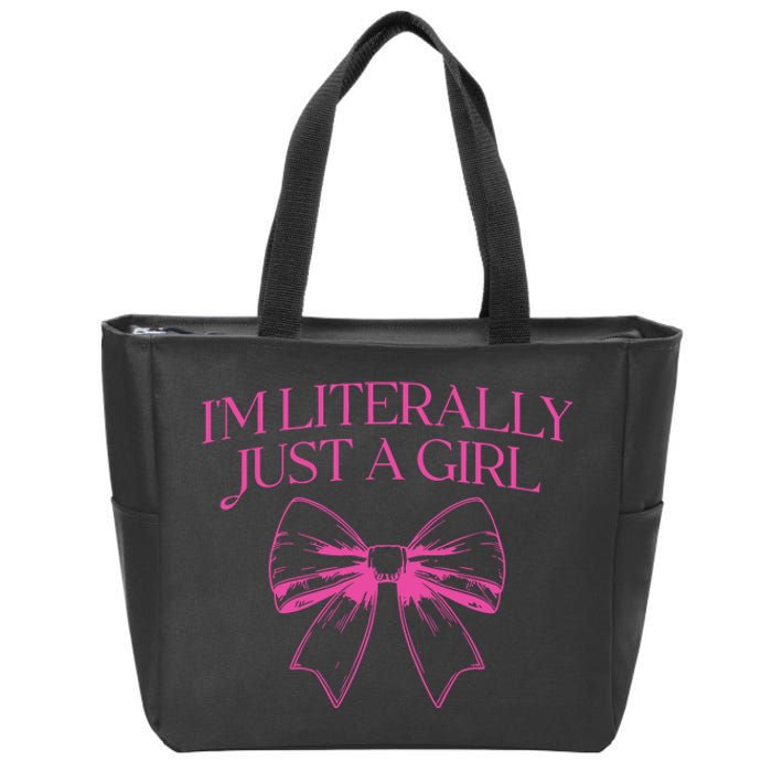 IM Literally Just A Girl Coquette Bow Zip Tote Bag