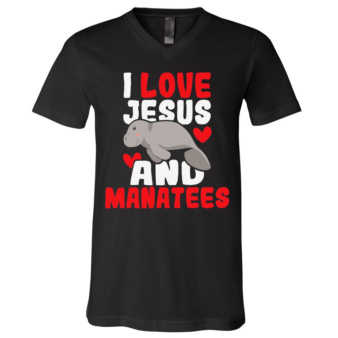 I Love Jesus And Manatees Animal Lover Zookeeper Zoologist V-Neck T-Shirt