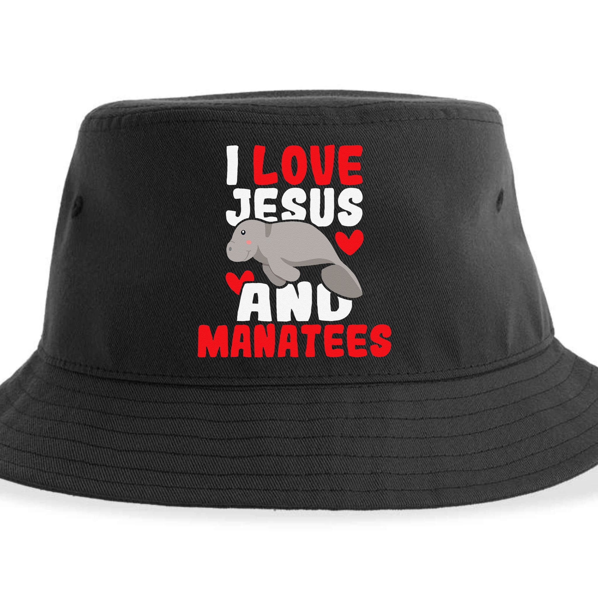 I Love Jesus And Manatees Animal Lover Zookeeper Zoologist Sustainable Bucket Hat