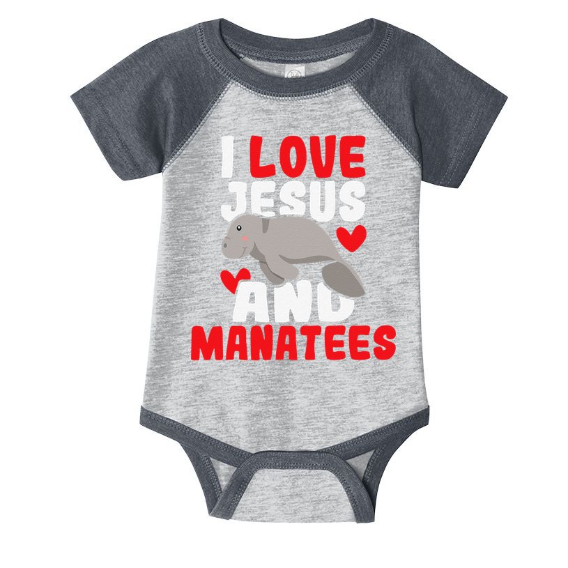 I Love Jesus And Manatees Animal Lover Zookeeper Zoologist Infant Baby Jersey Bodysuit