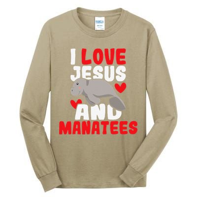 I Love Jesus And Manatees Animal Lover Zookeeper Zoologist Tall Long Sleeve T-Shirt