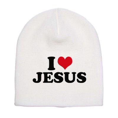 I Love Jesus Short Acrylic Beanie