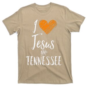 I Love Jesus And Tennessee Orange Heart Cute Fan Gift T-Shirt