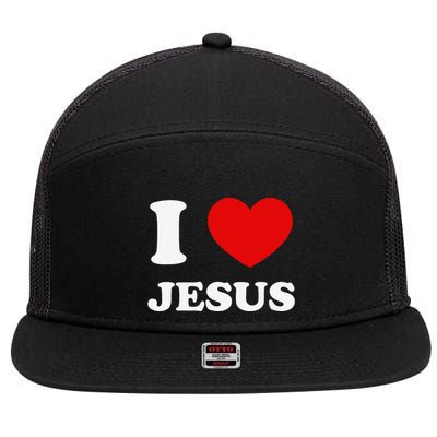 I Love Jesus I Heart Jesus Funny Jesus 7 Panel Mesh Trucker Snapback Hat