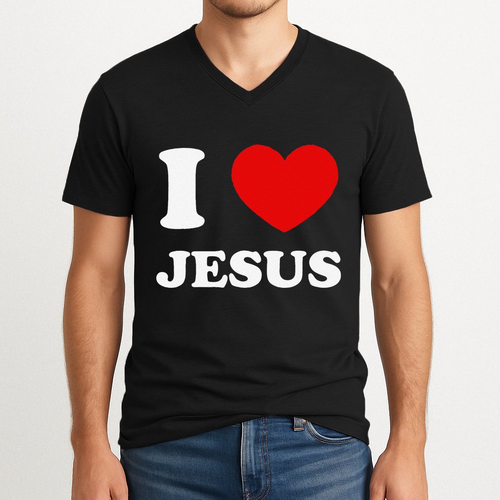 I Love Jesus I Heart Jesus Funny Jesus V-Neck T-Shirt
