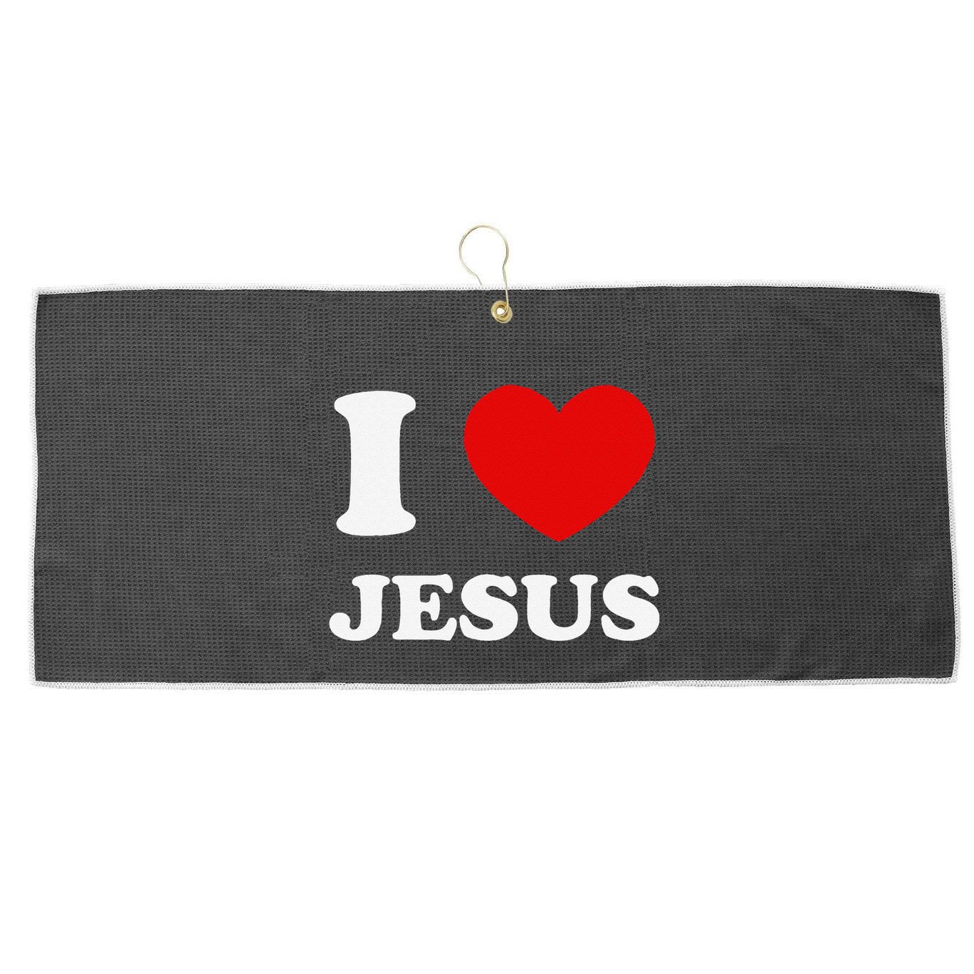 I Love Jesus I Heart Jesus Funny Jesus Large Microfiber Waffle Golf Towel