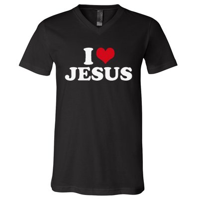 I Love Jesus I Heart Jesus V-Neck T-Shirt