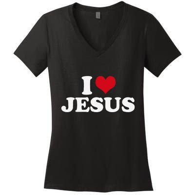 I Love Jesus I Heart Jesus Women's V-Neck T-Shirt