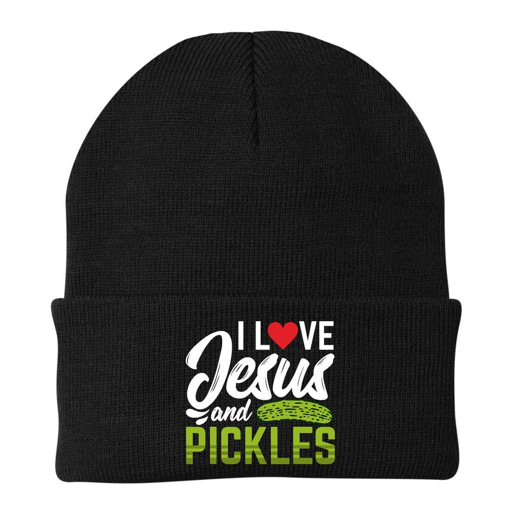 I Love Jesus And Pickles Funny Christian Beanie