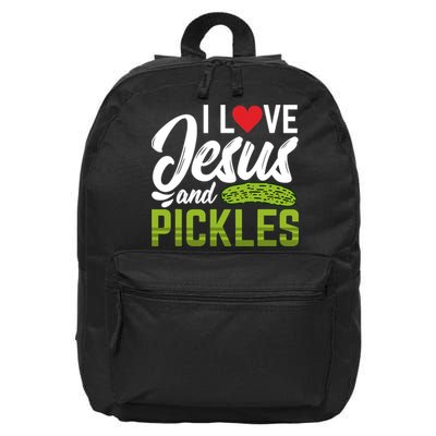 I Love Jesus And Pickles Funny Christian 16 in Basic Backpack