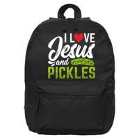 I Love Jesus And Pickles Funny Christian 16 in Basic Backpack