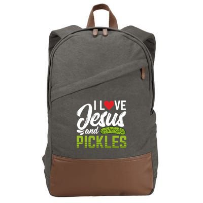 I Love Jesus And Pickles Funny Christian Cotton Canvas Backpack