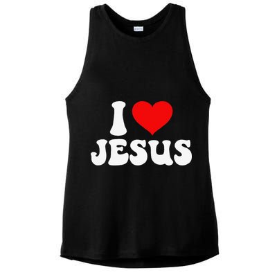 I Love Jesus Bible Christ Ladies PosiCharge Tri-Blend Wicking Tank