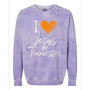 I Love Jesus And Tennessee Orange Heart Cute Fan Gift Colorblast Crewneck Sweatshirt