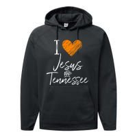 I Love Jesus And Tennessee Orange Heart Cute Fan Gift Performance Fleece Hoodie