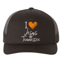 I Love Jesus And Tennessee Orange Heart Cute Fan Gift Yupoong Adult 5-Panel Trucker Hat