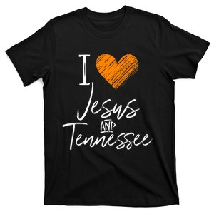 I Love Jesus And Tennessee Orange Heart Cute Fan Gift T-Shirt