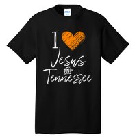 I Love Jesus And Tennessee Orange Heart Cute Fan Gift Tall T-Shirt