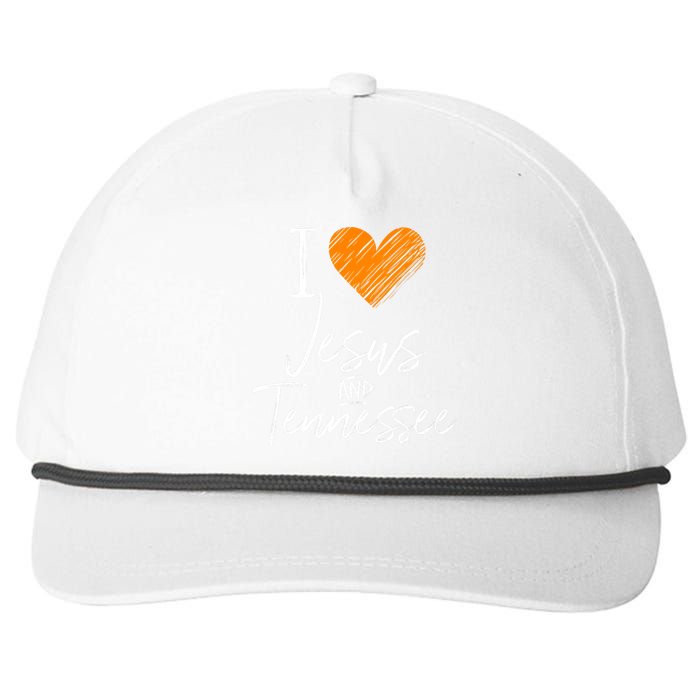 I Love Jesus And Tennessee Orange Heart Cute Fan Gift Snapback Five-Panel Rope Hat