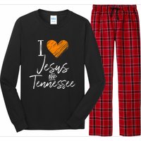 I Love Jesus And Tennessee Orange Heart Cute Fan Gift Long Sleeve Pajama Set