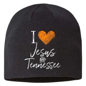 I Love Jesus And Tennessee Orange Heart Cute Fan Gift Sustainable Beanie