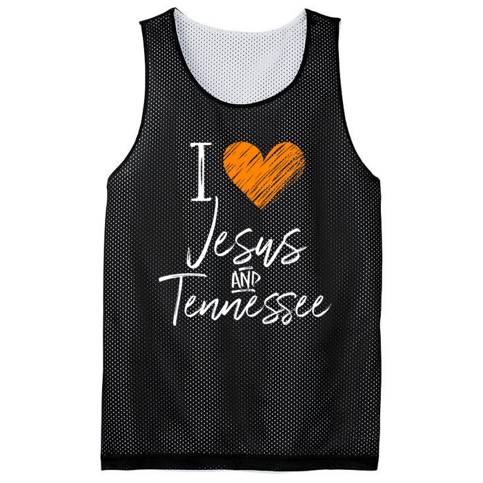 I Love Jesus And Tennessee Orange Heart Cute Fan Gift Mesh Reversible Basketball Jersey Tank