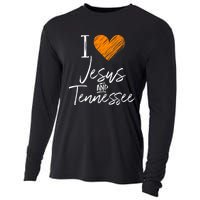 I Love Jesus And Tennessee Orange Heart Cute Fan Gift Cooling Performance Long Sleeve Crew