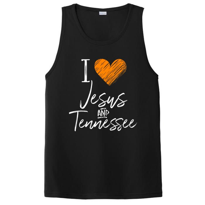 I Love Jesus And Tennessee Orange Heart Cute Fan Gift PosiCharge Competitor Tank