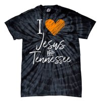 I Love Jesus And Tennessee Orange Heart Cute Fan Gift Tie-Dye T-Shirt