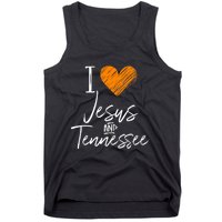 I Love Jesus And Tennessee Orange Heart Cute Fan Gift Tank Top