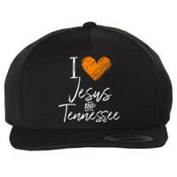 I Love Jesus And Tennessee Orange Heart Cute Fan Gift Wool Snapback Cap