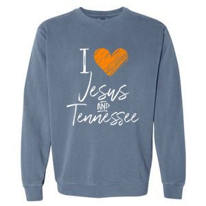 I Love Jesus And Tennessee Orange Heart Cute Fan Gift Garment-Dyed Sweatshirt