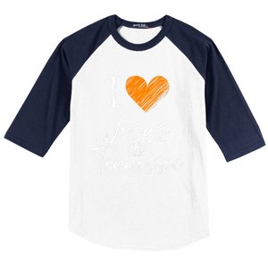 I Love Jesus And Tennessee Orange Heart Cute Fan Gift Baseball Sleeve Shirt